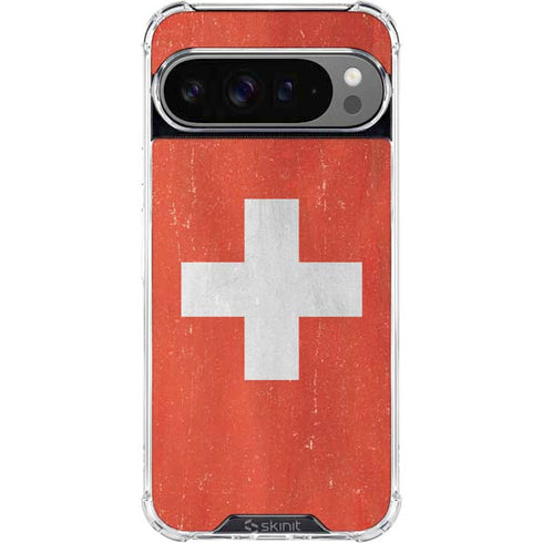 Switzerland Flag Distressed Google Pixel 10 Pro Clear Case
